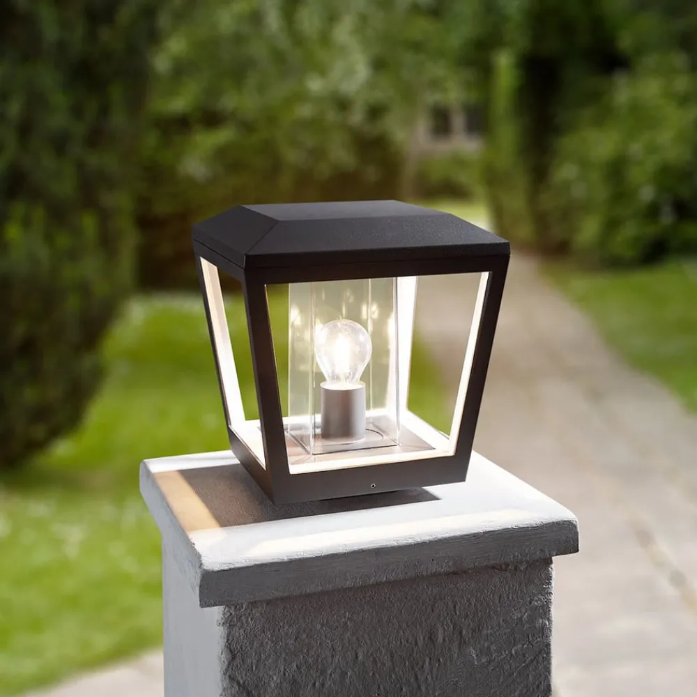 Lucande Sokkellamper > Dunia sokkellampe, antracit, metal, 24 cm, IP54
