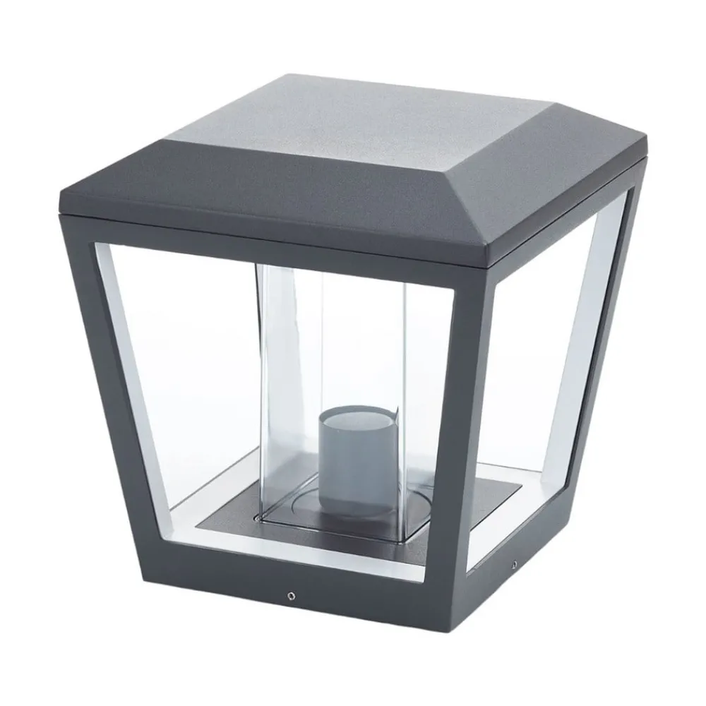 Lucande Sokkellamper > Dunia sokkellampe, antracit, metal, 24 cm, IP54