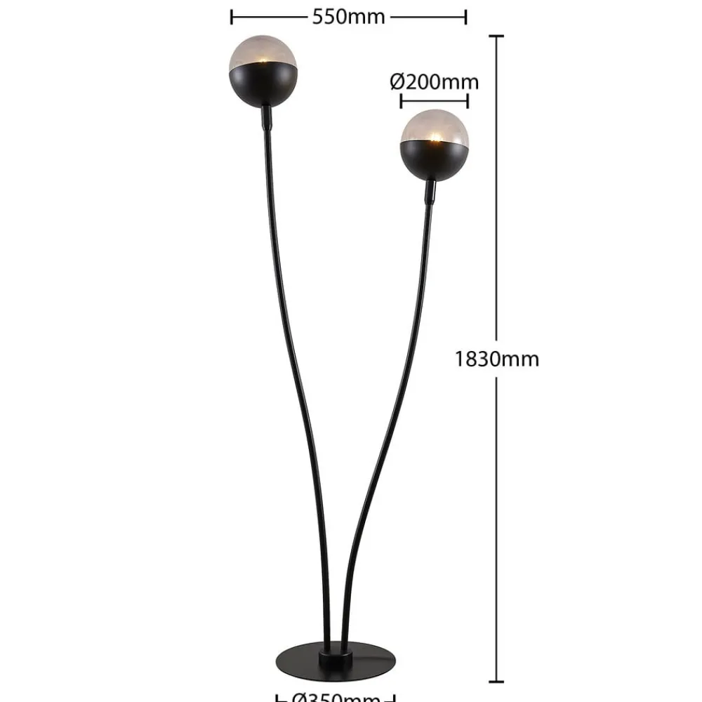 Gulvlamper ^ Lucande Dustian gulvlampe, 2 lyskilder
