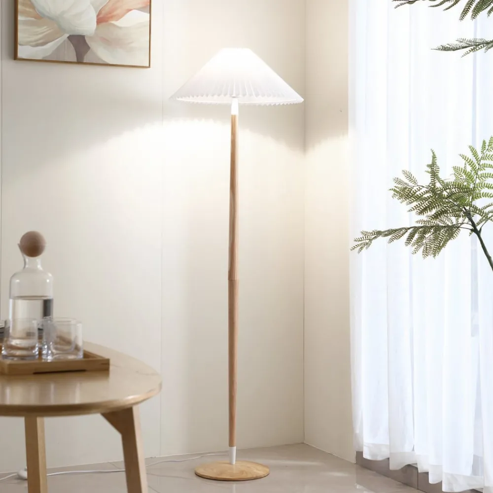 Lucande Gang|Pendellamper > Ellorin gulvlampe, hvid, træ, Ø 47,5 cm, E27