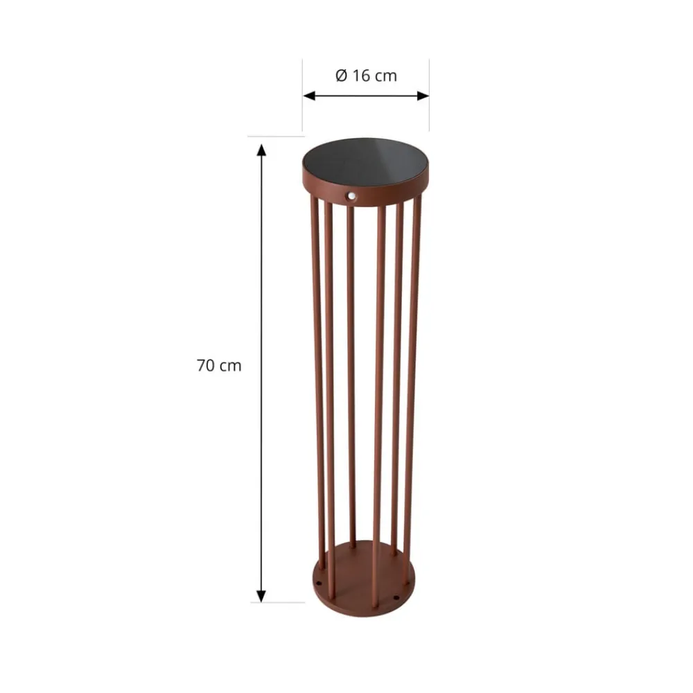 Solcelle Lampe Med Sensor|Solcellelamper ^ Lucande Evelis LED-vejlampe, rustfarvet, aluminium, sensor