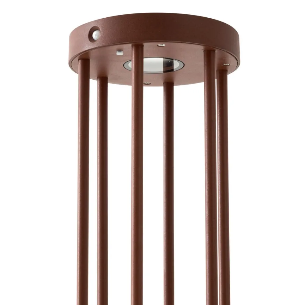 Solcelle Lampe Med Sensor|Solcellelamper ^ Lucande Evelis LED-vejlampe, rustfarvet, aluminium, sensor