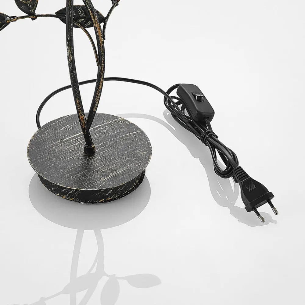 Lucande Pendellamper|Bordlamper > Evory bordlampe, 48 cm, 2 lyskilder, sort/guld, G9