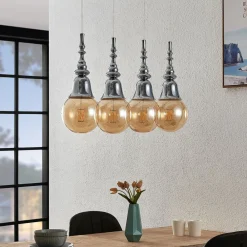 Lucande Pendellamper > Gesja pendellampe, 4 lyskilder, lang, krom