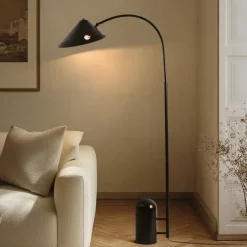 Lucande Pendellamper|Gulvlamper > gulvlampe Alviero, 157 cm, sort, metal, marmor