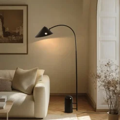 Lucande Pendellamper|Gulvlamper > gulvlampe Alviero, 157 cm, sort, metal, marmor