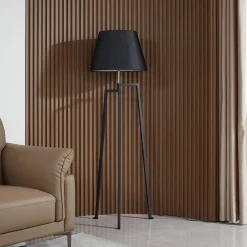 Lucande Gulvlamper|Gulvlamper > gulvlampe Amona, sort, tekstil, 150 cm, trefod