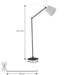 Gulvlamper|Gulvlamper ^ Lucande gulvlampe Caelia, sort, tekstil, justerbar