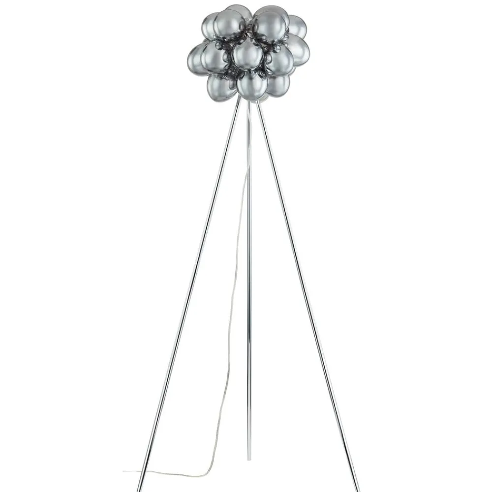 Lucande Gulvlamper > Gulvlampe Diborah, røggrå, glas, 150 cm, G9