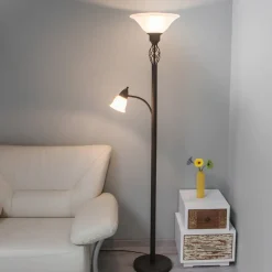 Lucande Gulvlamper|Gulvlamper > Gulvlampe Dunja, hvid/rust, metal, læselampe