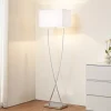 Lucande Gulvlamper > gulvlampe Evaine, krom/hvid, metal, 157 cm, E27