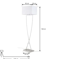 Lucande Gulvlamper > gulvlampe Evaine, krom/hvid, metal, 157 cm, E27