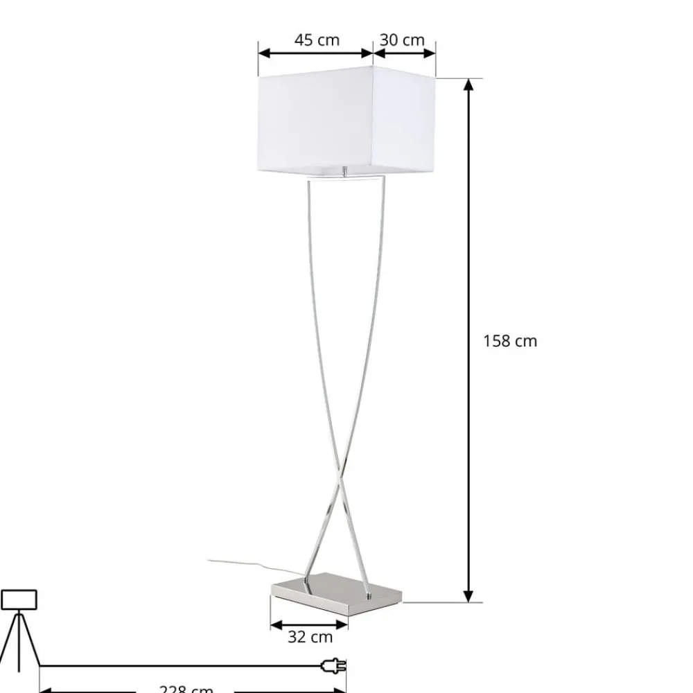 Lucande Gulvlamper > gulvlampe Evaine, krom/hvid, metal, 157 cm, E27