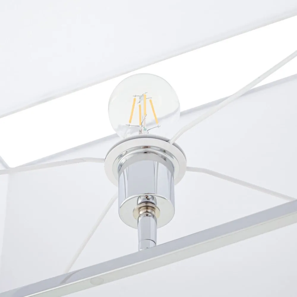 Lucande Gulvlamper > gulvlampe Evaine, krom/hvid, metal, 157 cm, E27