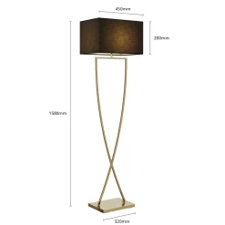 Gulvlamper ^ Lucande gulvlampe Evaine, messing/sort, 155 cm, E27