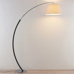 Gang|Pendellamper ^ Lucande gulvlampe Evelyna, grå/sort, metal, 192 cm