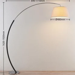 Gang|Pendellamper ^ Lucande gulvlampe Evelyna, grå/sort, metal, 192 cm