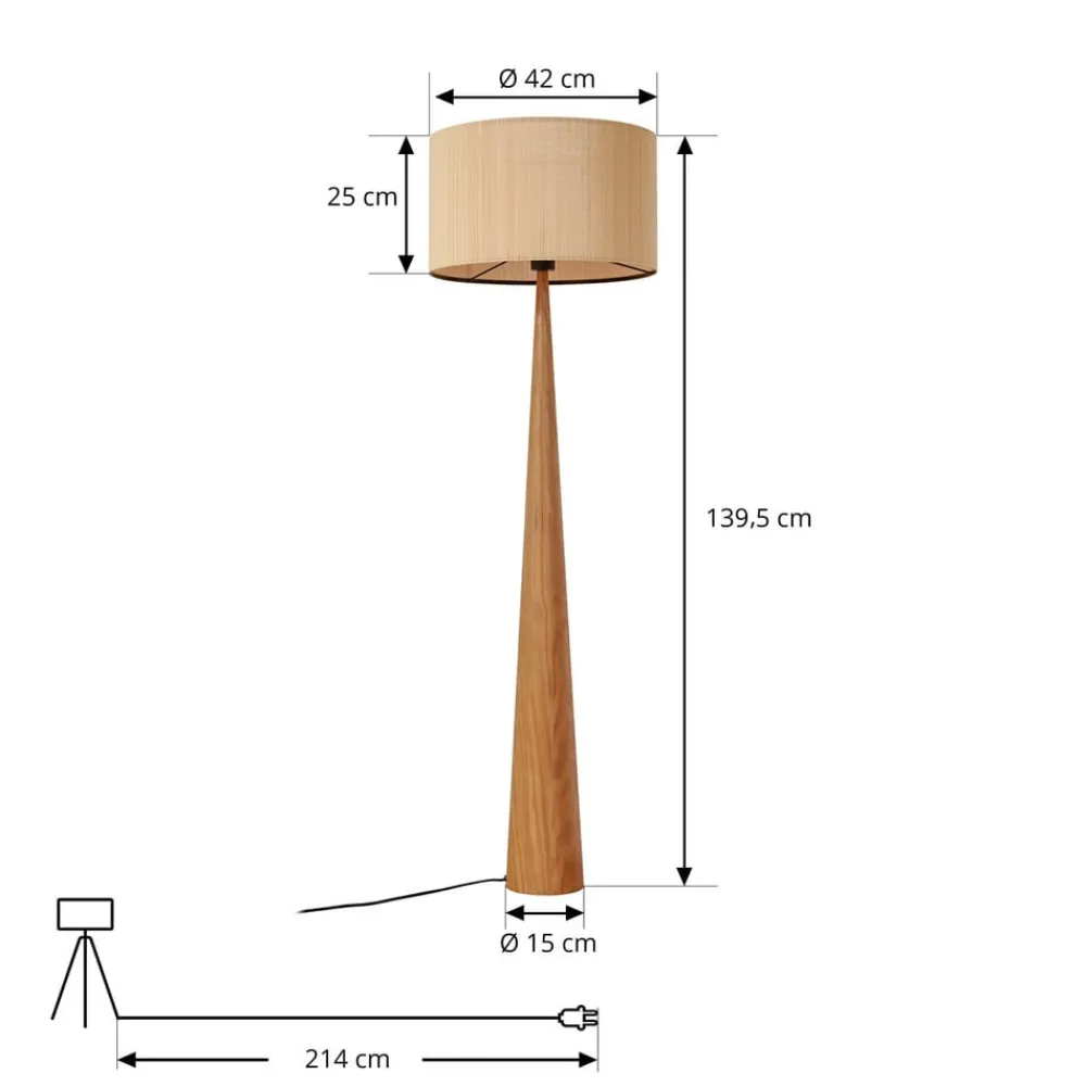 Lucande Gang|Gulvlamper > gulvlampe Fabrena, naturfarvet, bambus, højde 138 cm