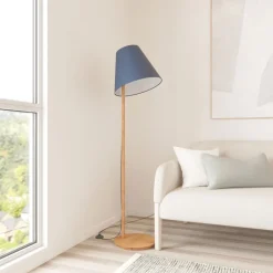 Gang|Pendellamper ^ Lucande gulvlampe Jinda, blå, træ, stof, 160 cm, E27