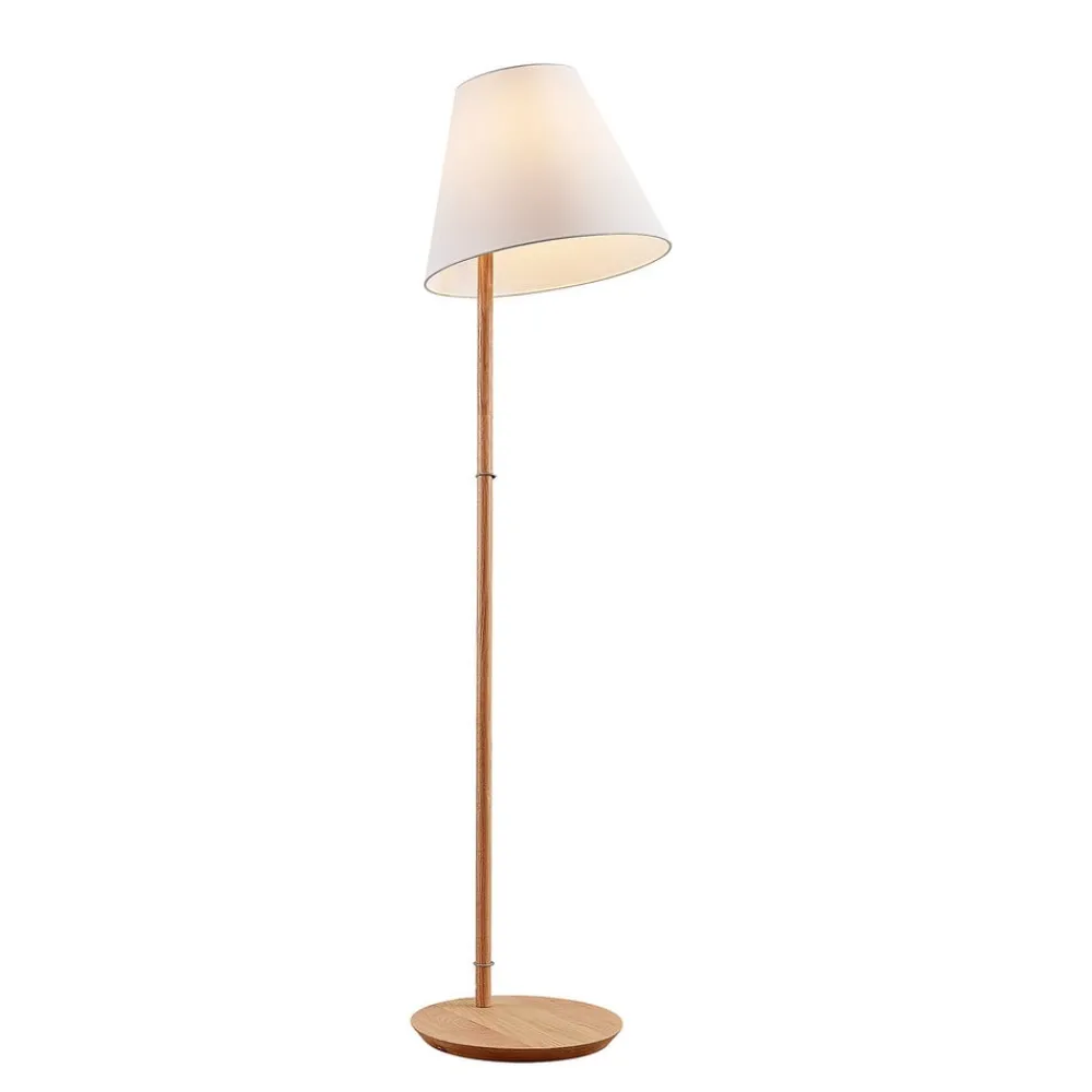 Lucande Gang|Pendellamper > gulvlampe Jinda, hvid, træ, stof, 160 cm, E27