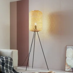 Lucande Gulvlamper > gulvlampe Jorick, bambus, trefod, højde 166 cm