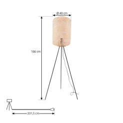 Lucande Gulvlamper > gulvlampe Jorick, bambus, trefod, højde 166 cm