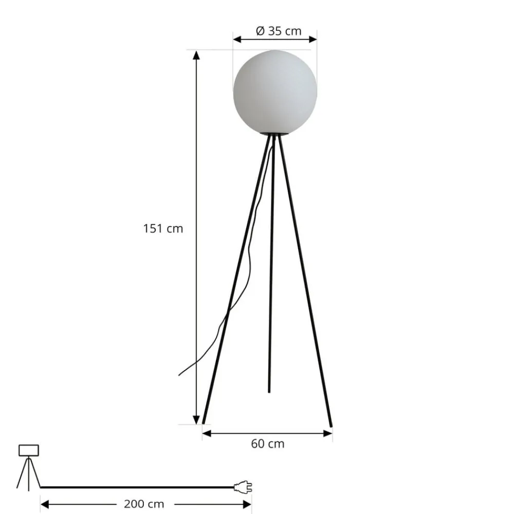 Lucande Gulvlamper|Gulvlamper > gulvlampe Kestralia, hvid, glas, Ø 35 cm, E27
