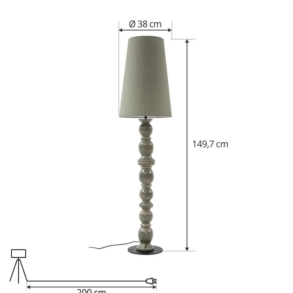 Lucande Gulvlamper > gulvlampe Lyndorin, grøn, keramik, 150 cm