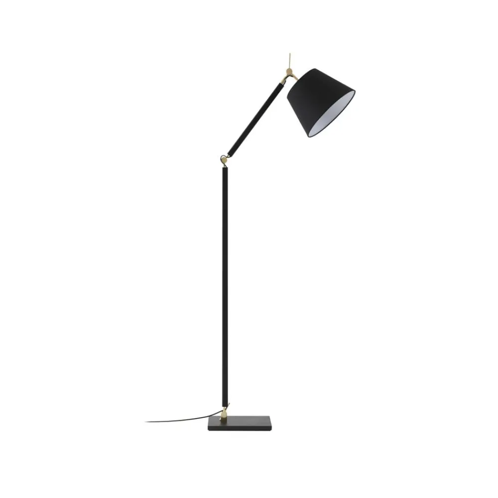 Gulvlamper|Gulvlamper ^ Lucande gulvlampe Marvaine, sort/guldfarvet, justerbar