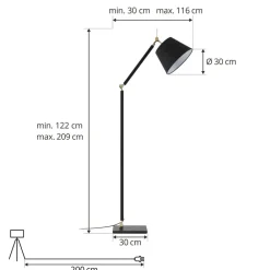 Gulvlamper|Gulvlamper ^ Lucande gulvlampe Marvaine, sort/guldfarvet, justerbar