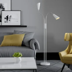 Pendellamper|Gulvlamper ^ Lucande gulvlampe Medira, hvid, 2 lyskilder, justerbar, GU10