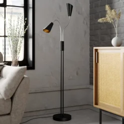 Lucande Pendellamper|Gulvlamper > gulvlampe Medira, sort, 2 lyskilder, justerbar, GU10