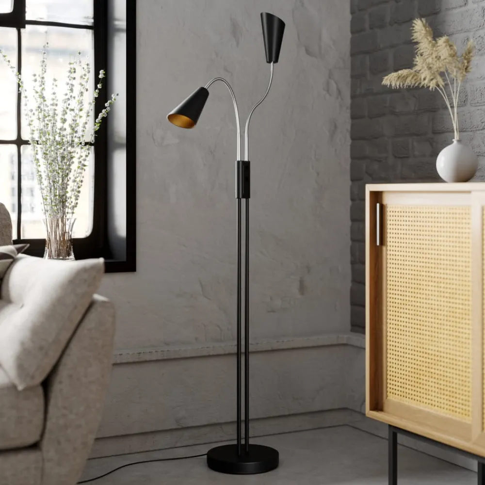 Lucande Pendellamper|Gulvlamper > gulvlampe Medira, sort, 2 lyskilder, justerbar, GU10
