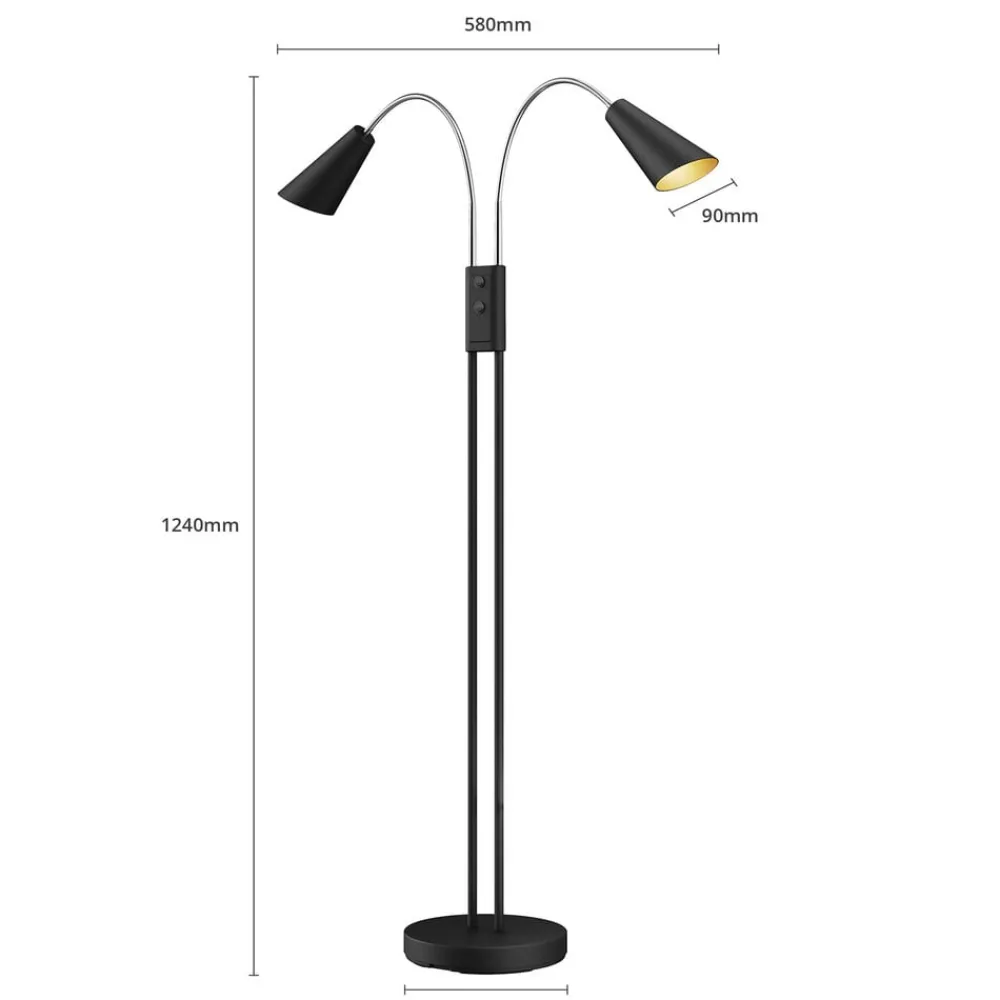 Lucande Pendellamper|Gulvlamper > gulvlampe Medira, sort, 2 lyskilder, justerbar, GU10
