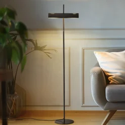 Gulvlamper ^ Lucande gulvlampe Nysira, grå metallic, 2 lyskilder