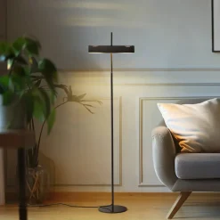 Gulvlamper ^ Lucande gulvlampe Nysira, grå metallic, 2 lyskilder