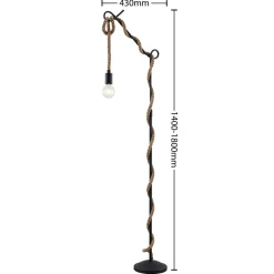 Lucande Gulvlamper|Gulvlamper > gulvlampe Ropina, højde 180 cm, sort, hampereb
