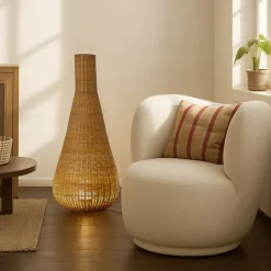 Lucande Gang|Gulvlamper > gulvlampe Takeo, rattan, højde 115 cm, E27
