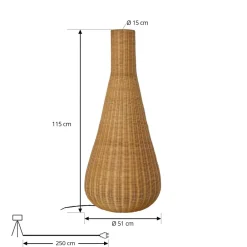 Lucande Gang|Gulvlamper > gulvlampe Takeo, rattan, højde 115 cm, E27
