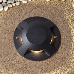 Lucande Terrassebelysning|Nedgravet Udebelysning > gulv-spotlight med LED Jeffrey, sort, 4 lysudgange