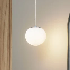 Lucande Pendellamper > hængelampe Bidolo, kromfarvet, glas, Ø 15 cm, IP44