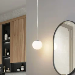 Lucande Pendellamper > hængelampe Bidolo, kromfarvet, glas, Ø 15 cm, IP44