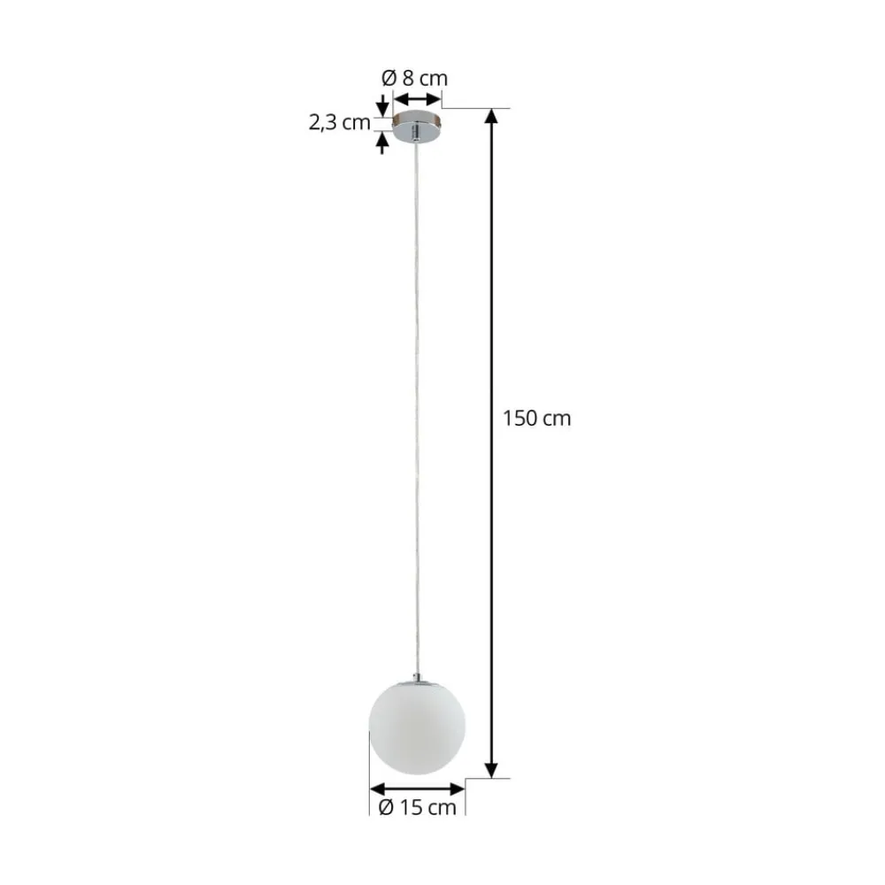 Lucande Pendellamper > hængelampe Bidolo, kromfarvet, glas, Ø 15 cm, IP44
