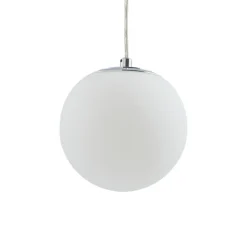 Lucande Pendellamper > hængelampe Bidolo, kromfarvet, glas, Ø 15 cm, IP44