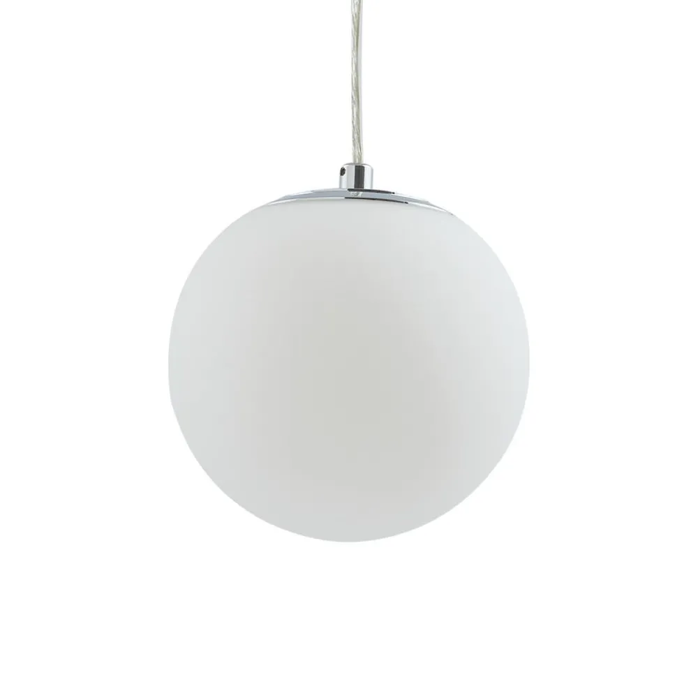 Lucande Pendellamper > hængelampe Bidolo, kromfarvet, glas, Ø 15 cm, IP44