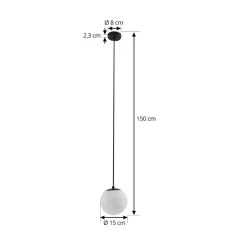 Lucande Pendellamper > hængelampe Bidolo, sort, glas, Ø 15 cm, IP44