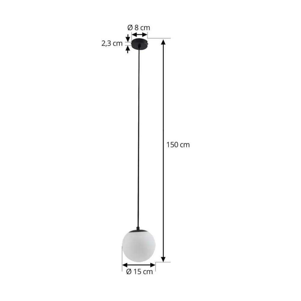 Lucande Pendellamper > hængelampe Bidolo, sort, glas, Ø 15 cm, IP44