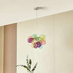 Lucande Pendellamper|Pendellamper > hængelampe Diborah, Ø 40 cm, farvet, glas, G9
