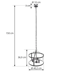 Pendellamper ^ Lucande hængelampe Eryk, Ø 40 cm, sort, glas, 3 lyskilder