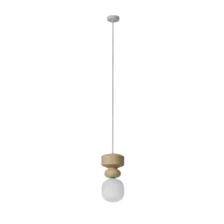 Lucande Pendellamper > hængelampe Fidelo, hvid/gul, glas, keramik, 18 cm